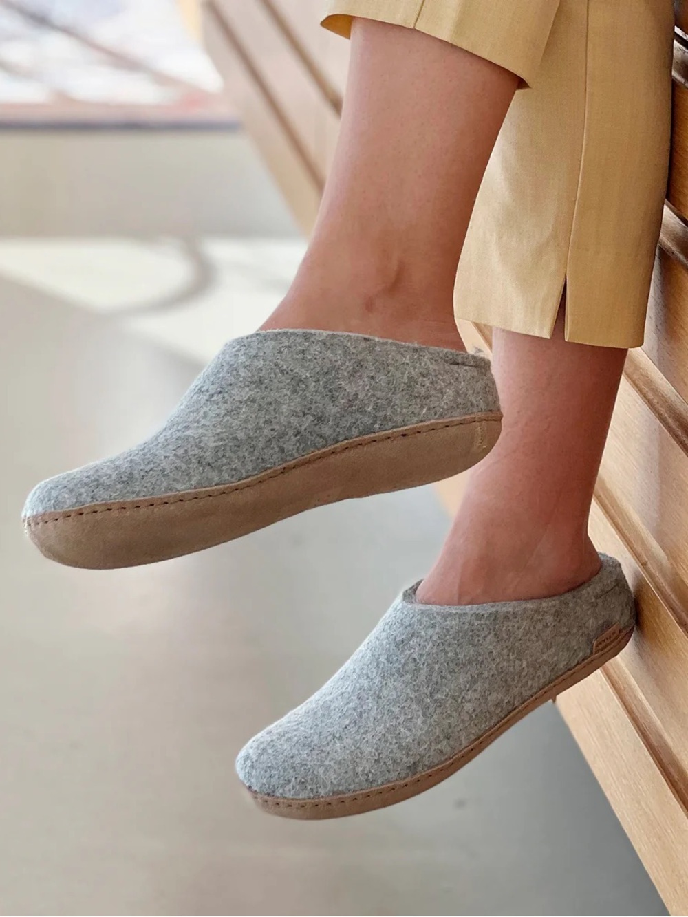 glerúps / SLIP-ON WITH LEATHER SOLE - GREY / Size 36